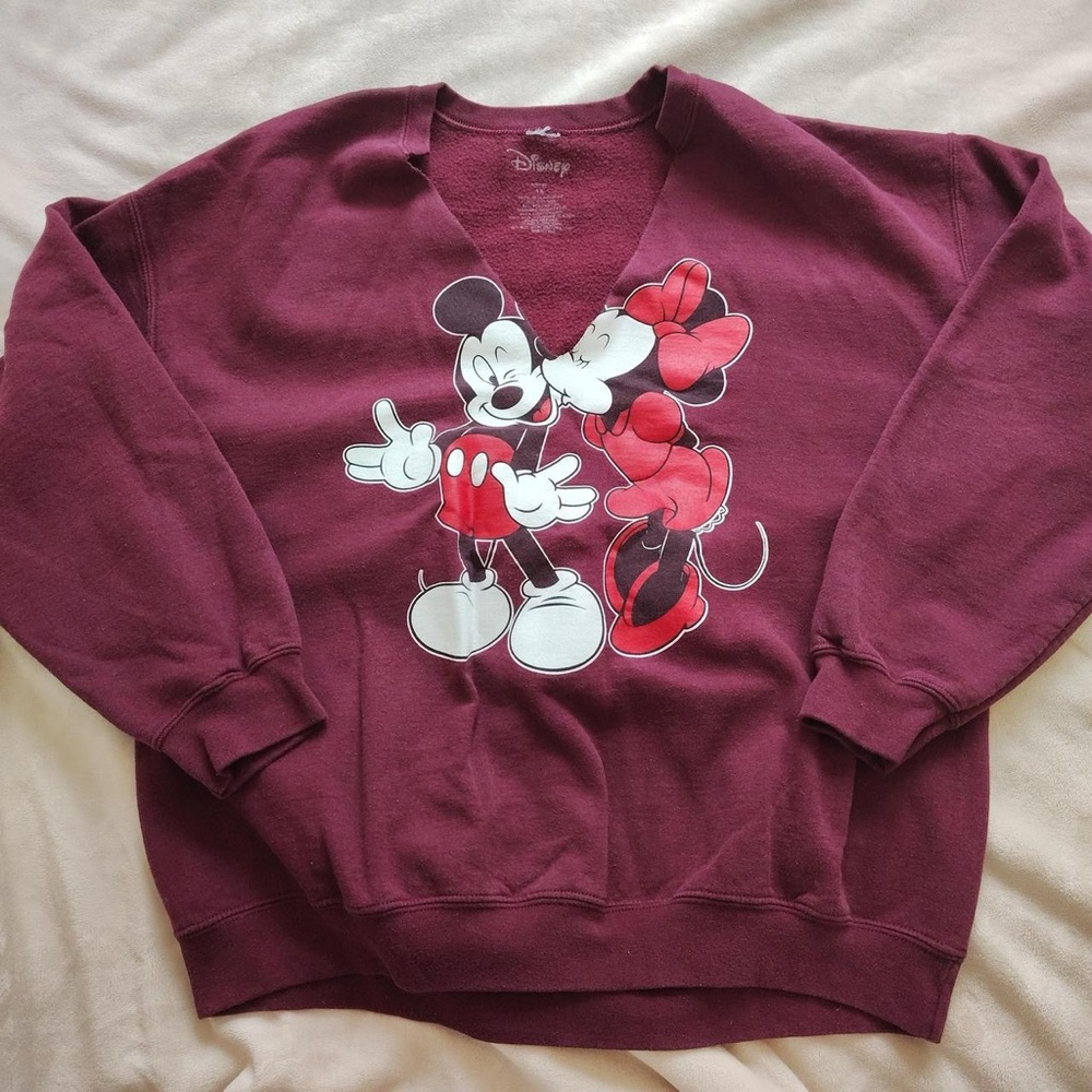 Disney Burgundy Mickey and Minnie Pullover